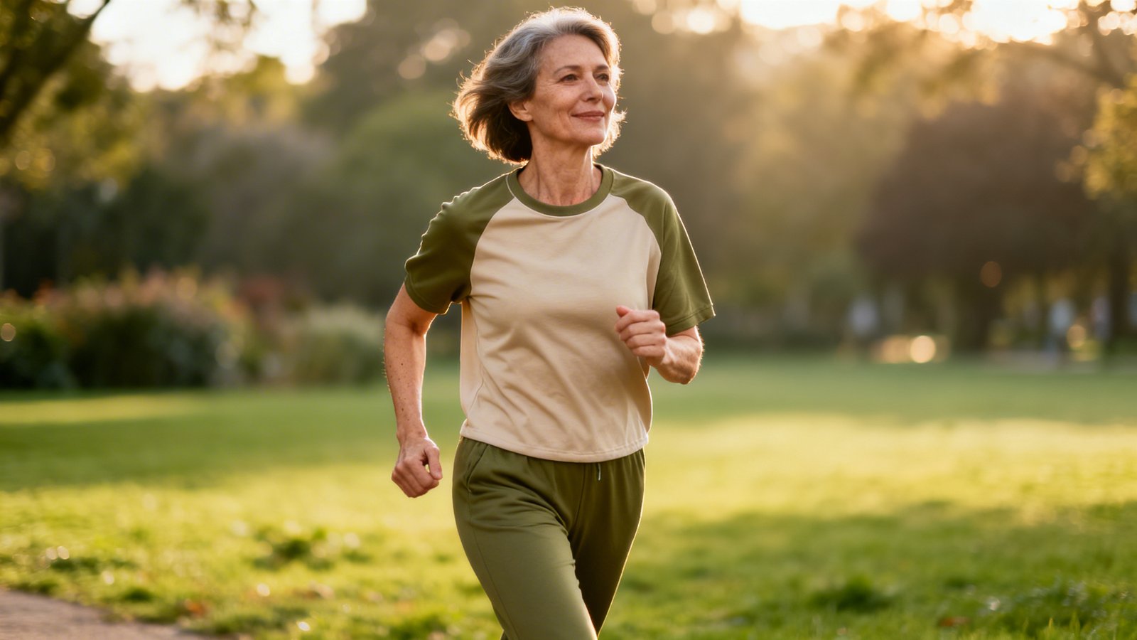 Healthy adults walking in a park